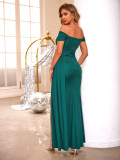 High Slit Sexy Off Shoulder Slim Fit Formal Party Evening Dress
