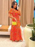 Women Square Neck Puff Sleeve Floral Dress