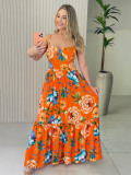 Women Sexy Flower Print Strap Dress