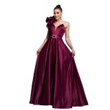 Chic One Shoulder Slash Shoulder Formal Party Slim Waist Evening Dress Women Bridesmaid Gown