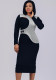 Patchwork Contrast Color Irregular Elastic Bodycon Back Slit Dress