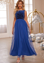 Fashion Women's Sequin Mesh Patchwork Sleeveless A-Line Evening Dress Fashion Women's Sequin Mesh Patchwork Sleeveless A-Line Evening Dress