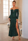 Chic Off Shoulder Solid Color Formal Party Long Sequin Evening Dress