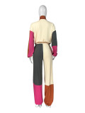 Sports Casual Women's Colorblocked Slim Waist Two-Piece Pants Set
