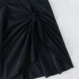 Women Solid Sexy Backless Bikini Short Skirt One-Piece Swimsuit