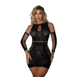 Women Temptation Hollow Butterfly Glove Dress Sexy Lingerie