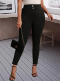 Plus Size Women Elegant Button Pants