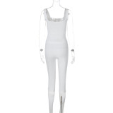 Women Autumn and Winter Lace-Up Top and Solid Shorts Two-Piece Set