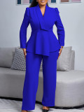 Women Elegant Ruffle Top Wide Leg Pants Two-Piece Set