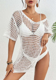 Women Cover-Up Summer V-Neck Slit Hollow Cover-Up Bikini Dress