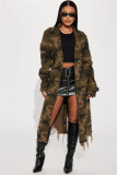 Women's Ripped Camouflage Long Coat