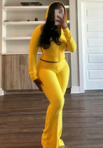 Women's Fashion Rib Zipper Hoodie Slim Bell Bottom Sports Pants Yoga Two Piece Set Women's Fashion Rib Zipper Hoodie Slim Bell Bottom Sports Pants Yoga Two Piece Set