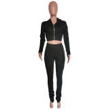 Fashion Casual Women's Hooded Long-Sleeved Top Pants Set Two-Piece Set