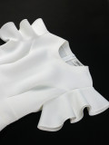 Ruffle Mesh Patchwork Mid-Length Wedding Dress