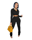 Fashion Casual Women's Hooded Long-Sleeved Top Pants Set Two-Piece Set