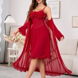 Sexy Lingerie Women's Lace See-Through Long Robe