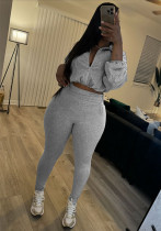 Women's Fashion Turndown Collar Zipper Sports Long Sleeve Top Slim Bell Bottom Pants Yoga Two Piece Set Women's Fashion Turndown Collar Zipper Sports Long Sleeve Top Slim Bell Bottom Pants Yoga Two Piece Set