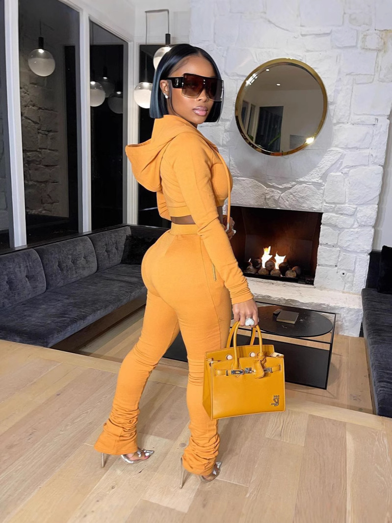 Fashion Casual Women's Hooded Long-Sleeved Top Pants Set Two-Piece Set