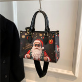 Santa Claus Print Tote Bag Women's Trendy Handbag Shoulder Bag