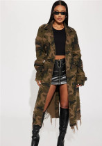 Women's Ripped Camouflage Long Coat Women's Ripped Camouflage Long Coat