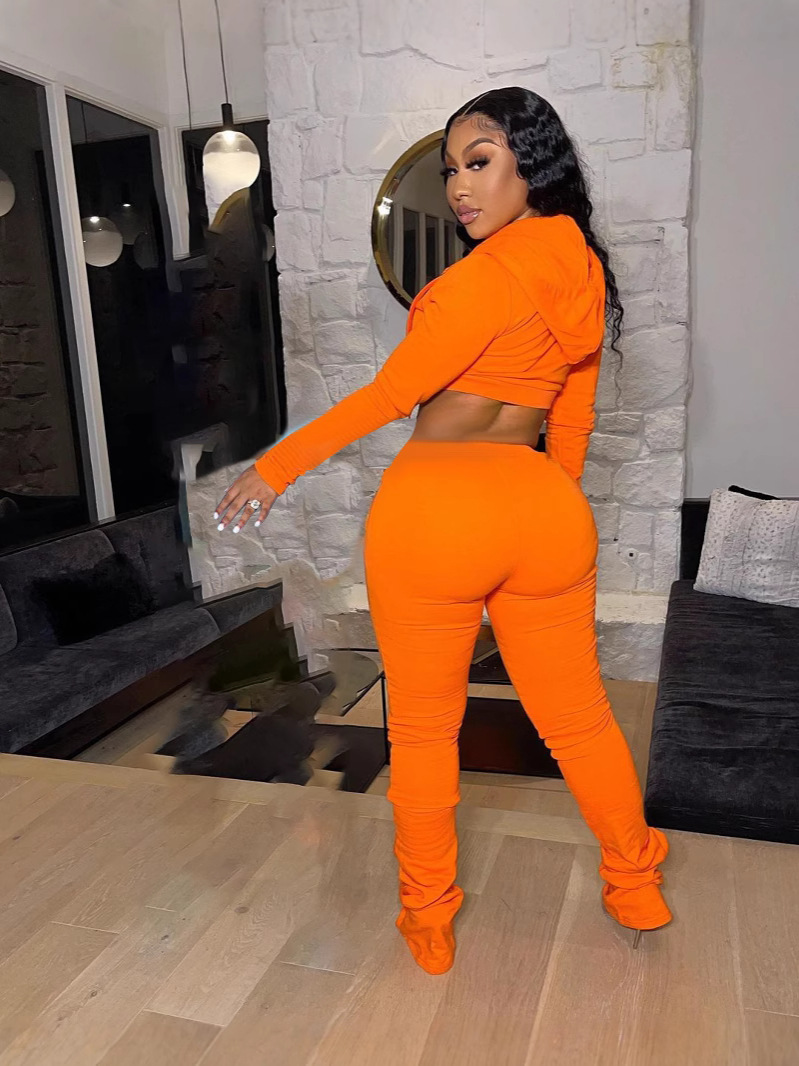 Fashion Casual Women's Hooded Long-Sleeved Top Pants Set Two-Piece Set