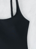 Women Solid Sexy Backless Bikini Short Skirt One-Piece Swimsuit