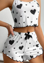 Women's Home Clothes Heart Print Strap Vest Shorts Casual Wear Women's Pajamas