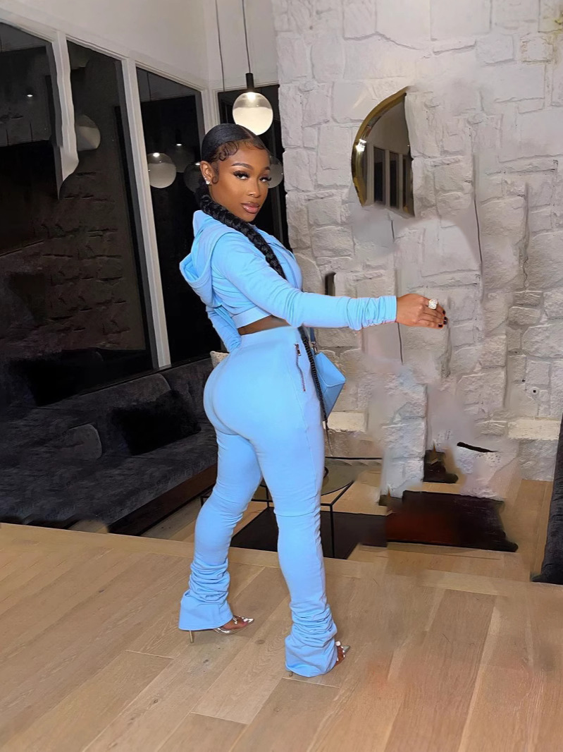 Fashion Casual Women's Hooded Long-Sleeved Top Pants Set Two-Piece Set