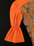 Fashionable Floral Print Bell Bottom Sleeve High Waist Elegant Party Chic Dress