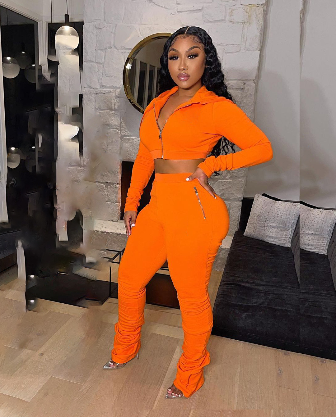 Fashion Casual Women's Hooded Long-Sleeved Top Pants Set Two-Piece Set