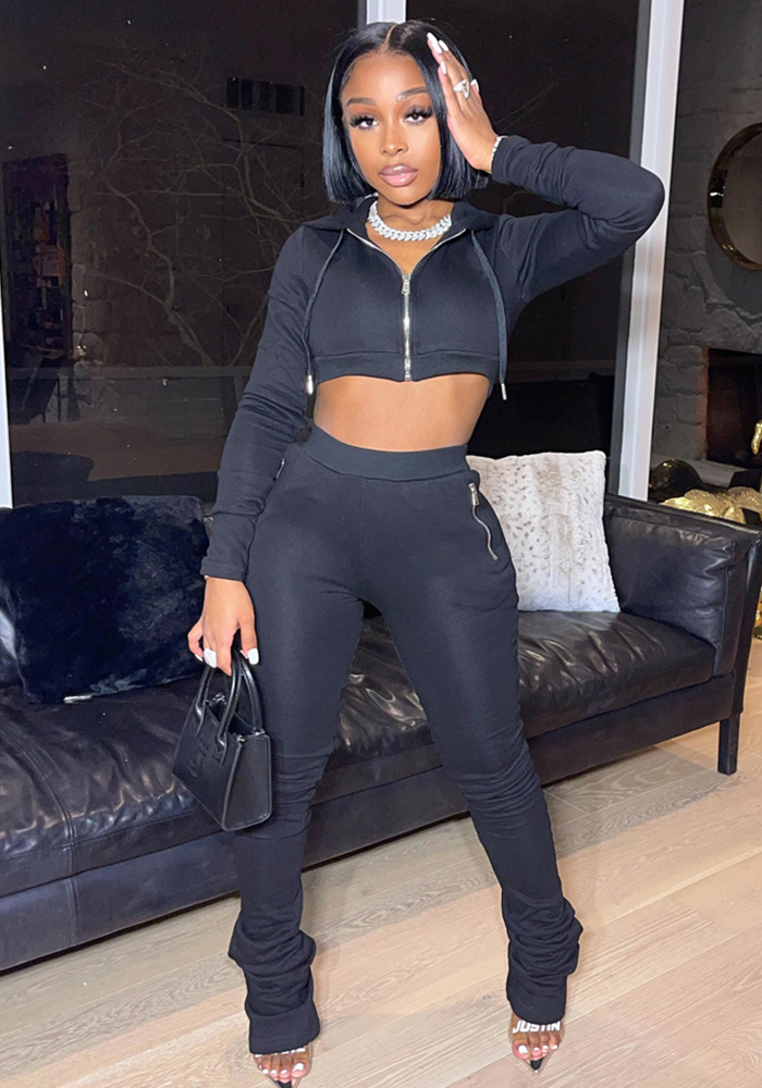 Fashion Casual Women's Hooded Long-Sleeved Top Pants Set Two-Piece Set