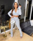 Fashion Casual Women's Hooded Long-Sleeved Top Pants Set Two-Piece Set