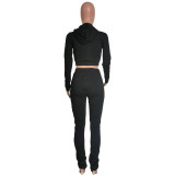 Fashion Casual Women's Hooded Long-Sleeved Top Pants Set Two-Piece Set