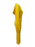Women's Fashion Rib Zipper Hoodie Slim Bell Bottom Sports Pants Yoga Two Piece Set