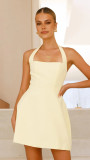 Women Solid Halter Neck Dress