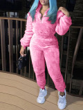 Women Solid Long Sleeve Top and Long Pants Casual Two-Piece Set