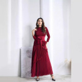 Women Solid irregular lace pleated Top and Skirt two-piece set