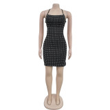 Women Sexy Beaded Strap Dress