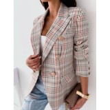Women Autumn and Winter Long Sleeve Double-Breasted Printed Suit