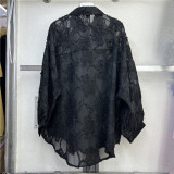 Women Turndown Collar long-sleeved flower diamond shirt