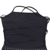 Women Sexy Beaded Strap Dress