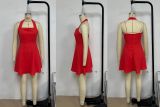 Women Solid Halter Neck Dress