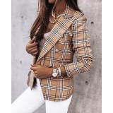 Women Autumn and Winter Long Sleeve Double-Breasted Printed Suit