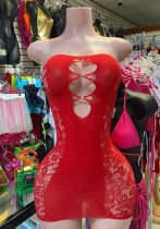 Sexy See-Through hollow strapless mesh dress Sexy See-Through hollow strapless mesh dress