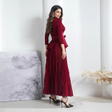 Women Solid irregular lace pleated Top and Skirt two-piece set