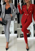 Women Casual Solid pocket Blazer and Pant two-piece set Women Casual Solid pocket Blazer and Pant two-piece set