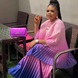 Plus Size Women gradient irregular Top and Skirt two-piece set