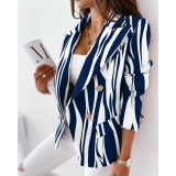 Women Autumn and Winter Long Sleeve Double-Breasted Printed Suit
