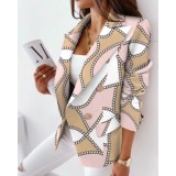 Women Autumn and Winter Long Sleeve Double-Breasted Printed Suit