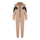 Women long-sleeved Casual Top and Pants sports two-piece suit